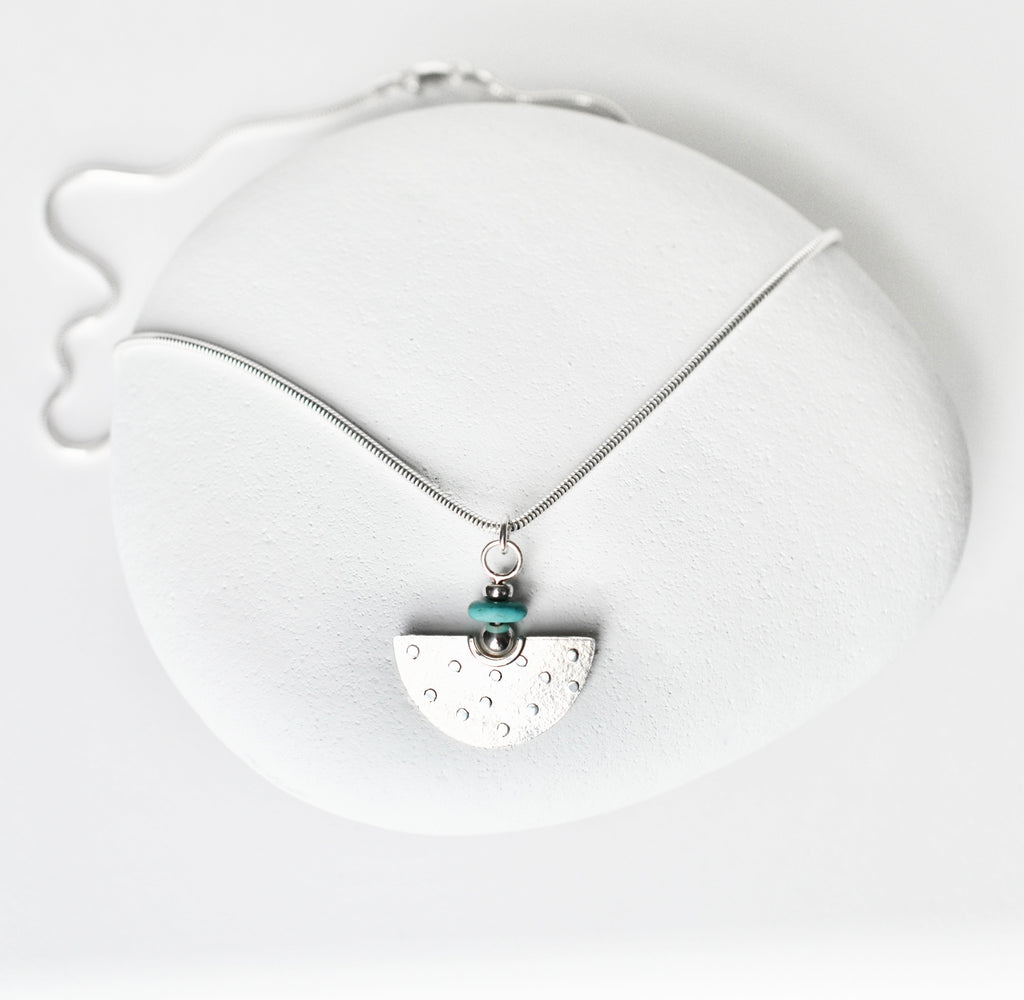 Sterling Silver Amulet Pendant with Turquoise Gemstone Beads