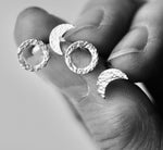 2 Pairs of Stud Earrings, Circle + Crescent