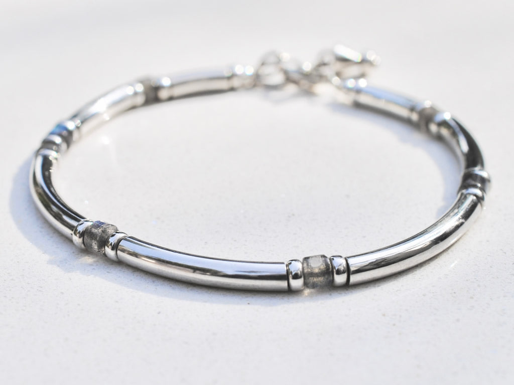 Curved Line Sterling Silver Bracelet