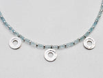 Sterling Silver Inner 3x Circle Necklace with faceted aquamarine beads