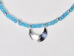 Sterling Silver Crescent Moon Necklace with gemstone beads