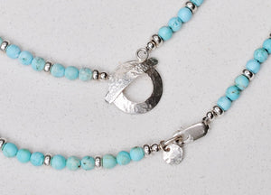 Sterling Silver Crescent Moon Necklace with gemstone beads