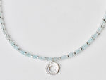 Sterling Silver Inner Circle Necklace with faceted aquamarine beads